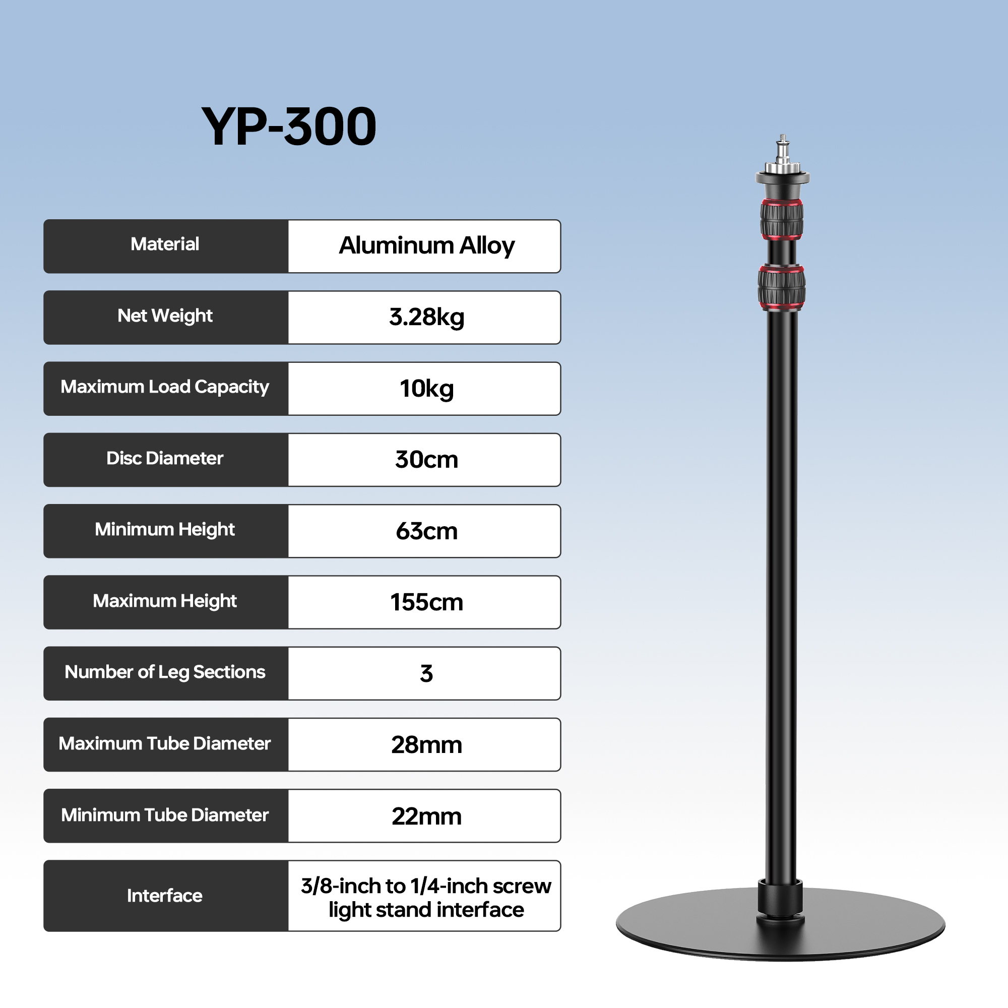Photography Lighting Mount - Suporte Monopod de Base Redonda Manbily