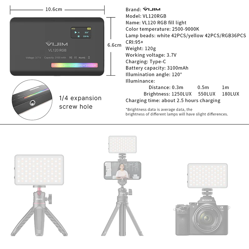Nova Luz de Preenchimento RGB  - Photography Lighting Handheld avaliação e preço