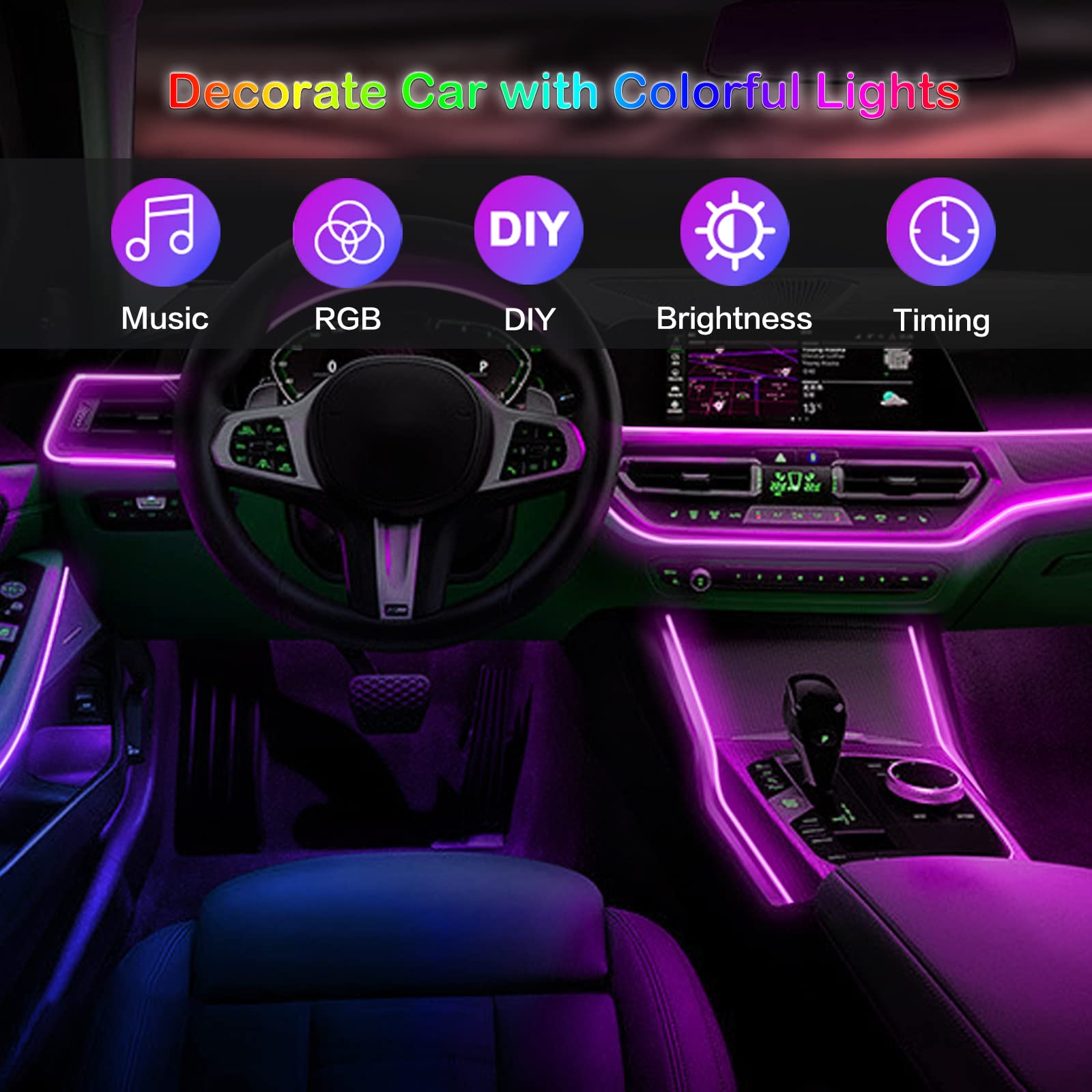 LED Car Interior Ambient Strip - Interior Photography Lighting avaliação e preço